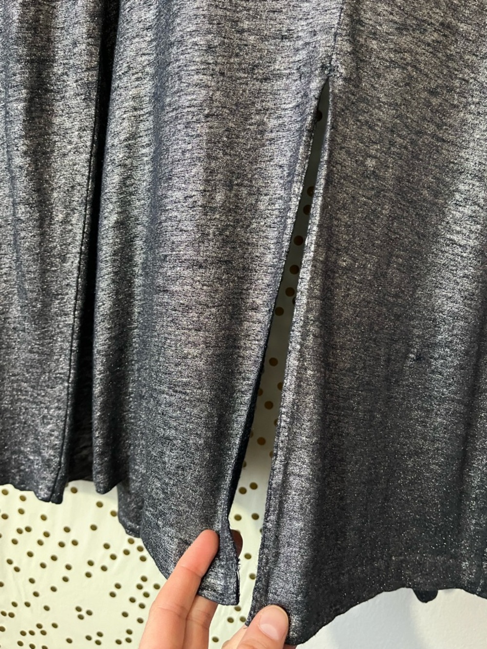 Majestic Filatures Silver Metallic Open Front Linen Blend Cardigan size 4/Large - Picture 5 of 11